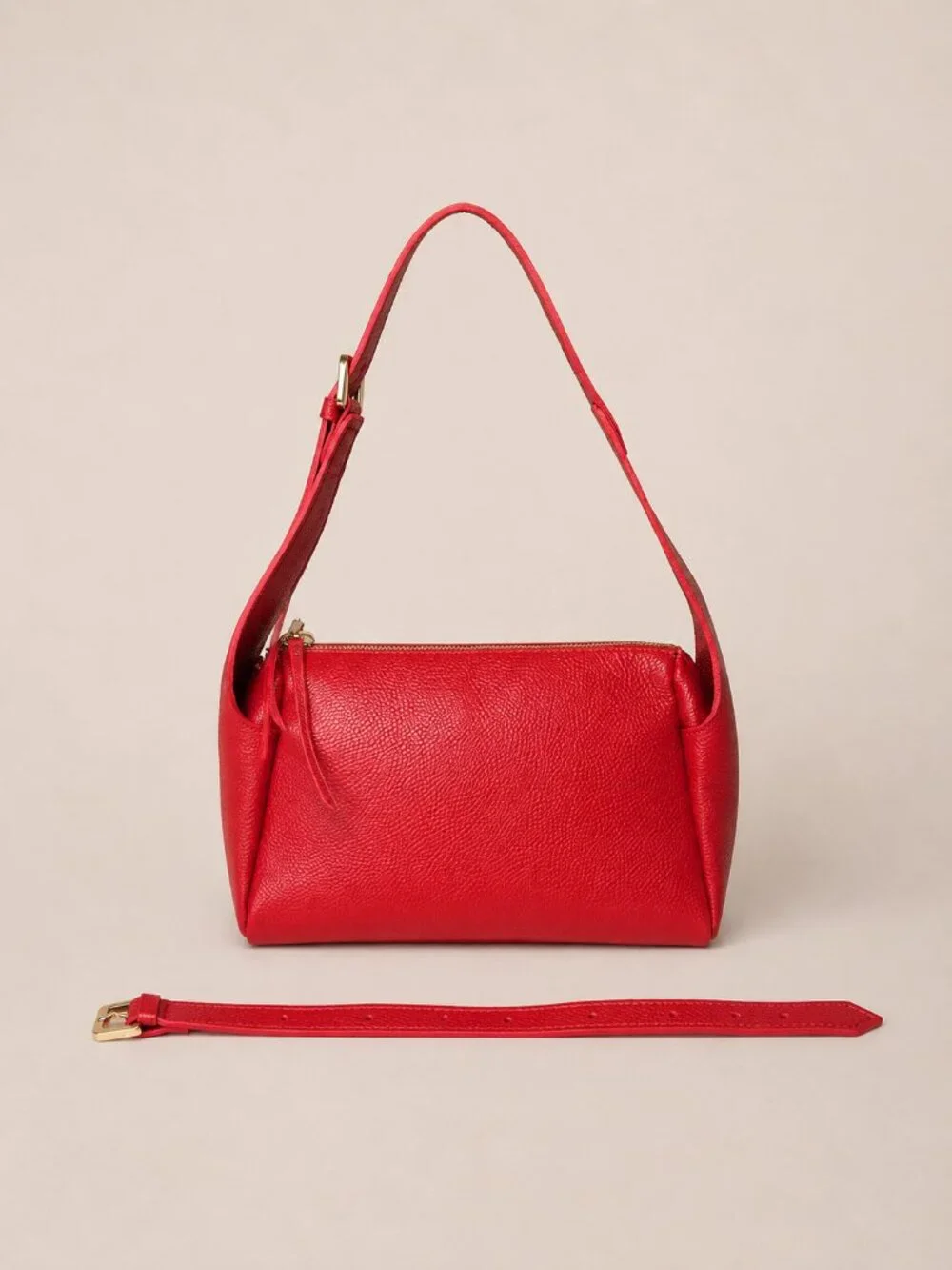Italian Leather Red Shoulder Bag, Leather Crossbody Purse